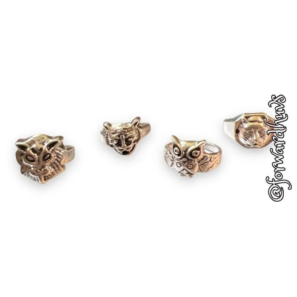 Bundle Sale 3 for $15 | (4) Silver Tone Animal Rings | Various Sizes
